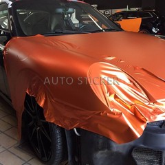 50FT x 5FT Metallic Matte Chrome Vinyl Whole Car Wrap Sticker Bubble Free Orange
