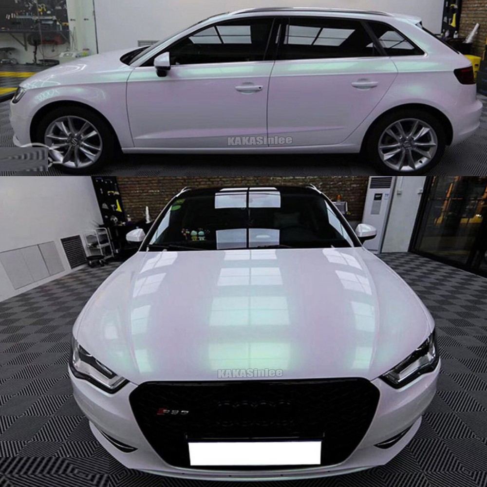 50FT X 5FT Car Wrap Dawn White Pearl Metallic Mirror Chrome Vinyl PVC Sticker US