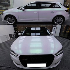 50FT X 5FT Car Wrap Dawn White Pearl Metallic Mirror Chrome Vinyl PVC Sticker US