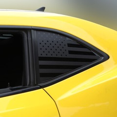 Rear Quarter Window US Flag Sticker Decal Trim For Camaro 2010-2015 Carbon Fiber
