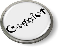 COEXIST 3D Domed Emblem Badge Car Sticker METAL Chrome Bezel ROUND 3 3/8″