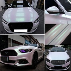Whole Car Wrap Chameleon Satin Pearl Glossy Chrome Vinyl Sticker Dawn White US