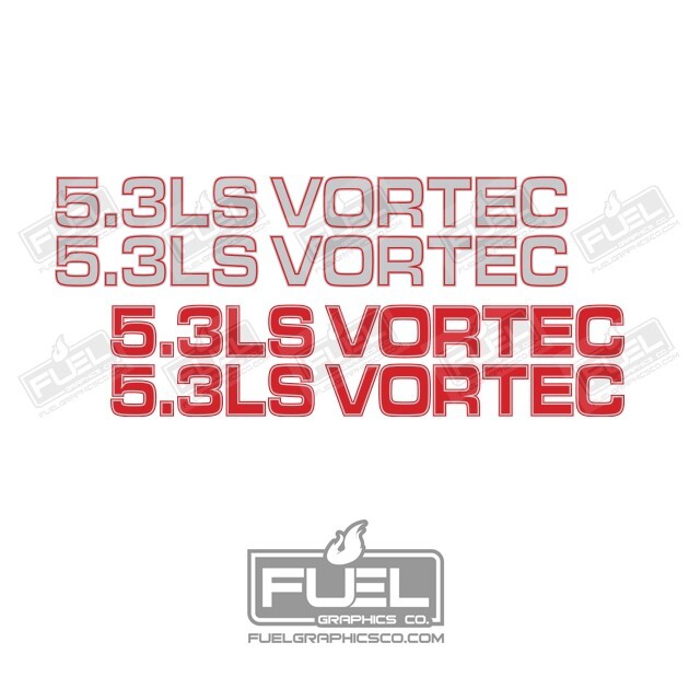 5.3LS Vortec Truck Pickup Premium Vinyl Decal 4-pack – 20″ wide x 2″ tall
