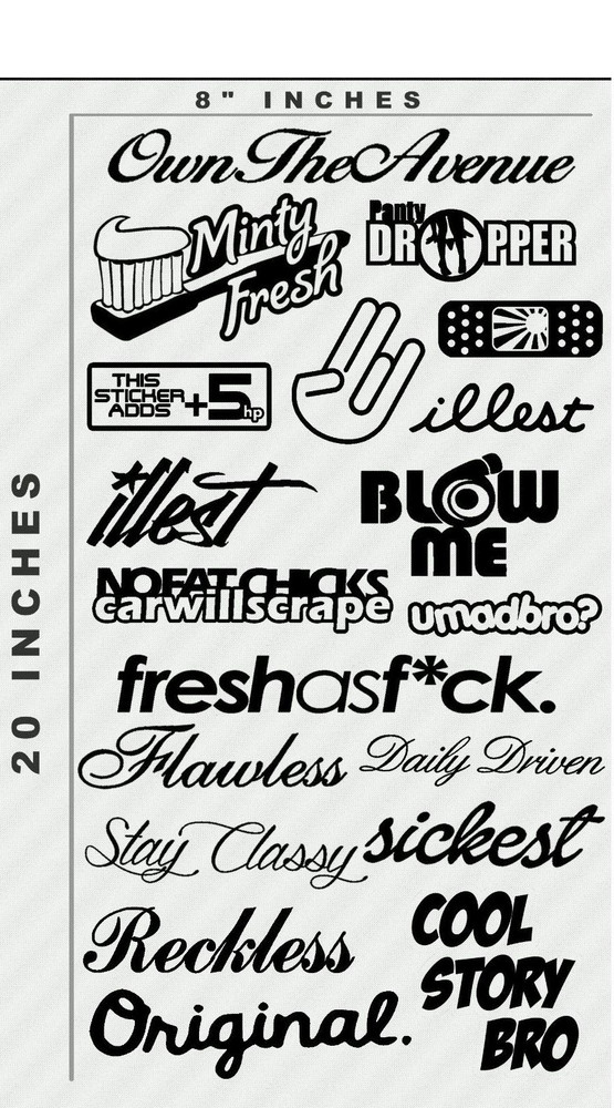 19 JDM Drifting Racing Funny Vinyl Stickers, Fresh As F, Shocker, Dope (TYPR)