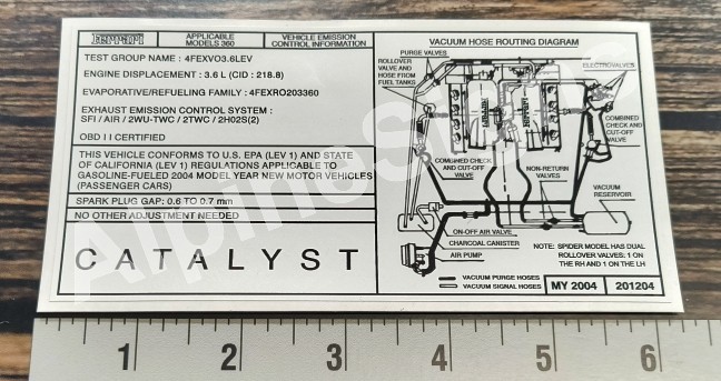 Ferrari 360 Catalyst My 2004 201204 Air Cleaner Emission Label Sticker Decal