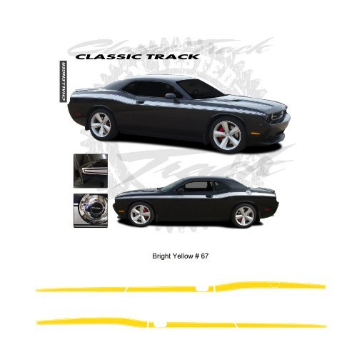 Dodge Challenger 2008-2010 Track Style Side Stripe Graphic Kit – Bright Yellow