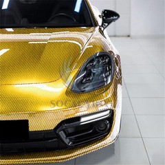 PET Squadron Carbon Fiber Gloss Gold Car Vehicle Vinyl Wrap Decal Sheet Sticker