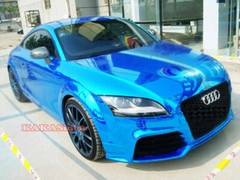 65FT Blue Flexible Entire Car SUV Mirror Chrome Vinyl Wrap Hood Roof Sticker BO