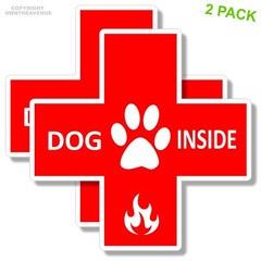2x Dog Inside Fire Emergency Pet Laptop Bumper Car Truck Vinyl Sticker Decals 3″