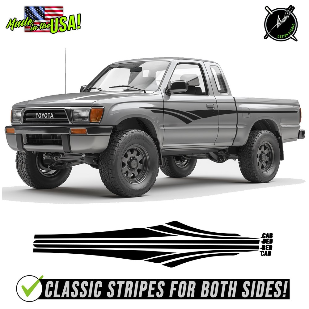 Retro Side Racing Stripes Graphics – For Toyota Pickup SR5 Tacoma 89-97 1998