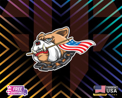 Bulldog Usa Flag Brave +Window,Glass,Etc Decal 6 Years+LAMINATED ++Free Sticker