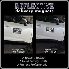2-Pack REFLECTIVE Car Magnets for Delivery Drivers 11.5″ x 6″ FREE SHIPPING!