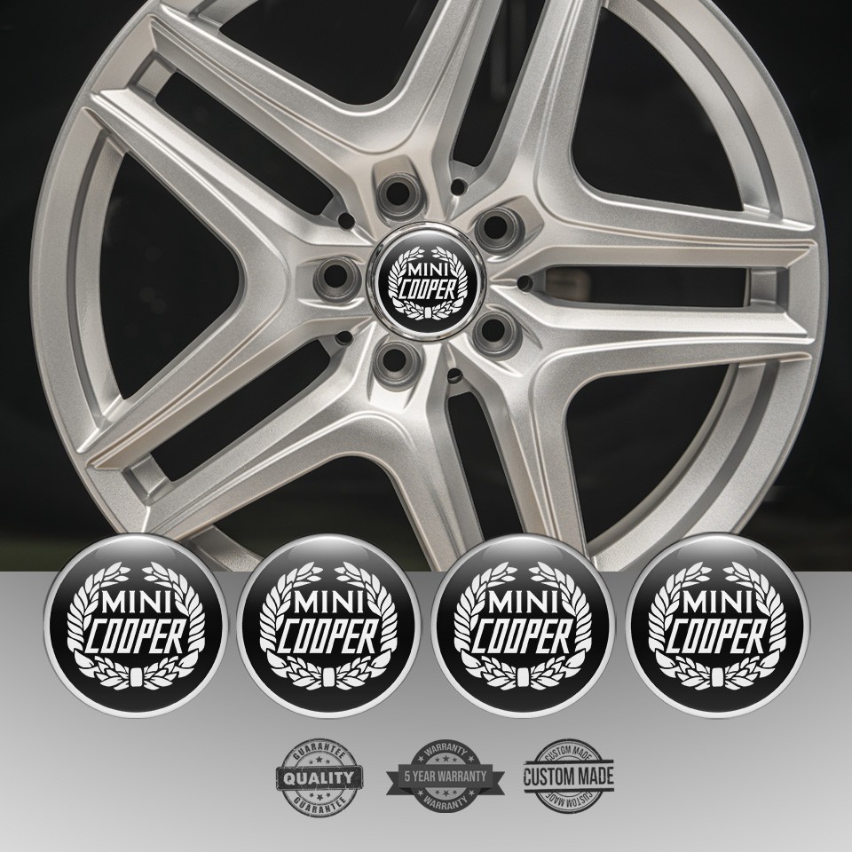4x Mini Cooper hub caps sticker silicone logo emblem rims wheel hub cap