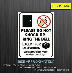 DO NOT KNOCK OR RING BELL DELIVERIES ACCEPTED, VINYL STICKER FOR THE DOOR