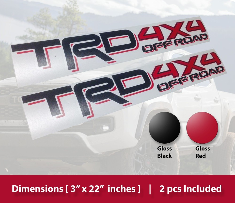 TRD 4×4 Off Road Decal Set Fits 2016-2023 Tacoma Tundra Sticker black/red