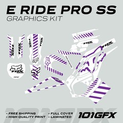 E Ride Pro SS Graphics Kit FOX Race Line White Purple Decals kit ERide