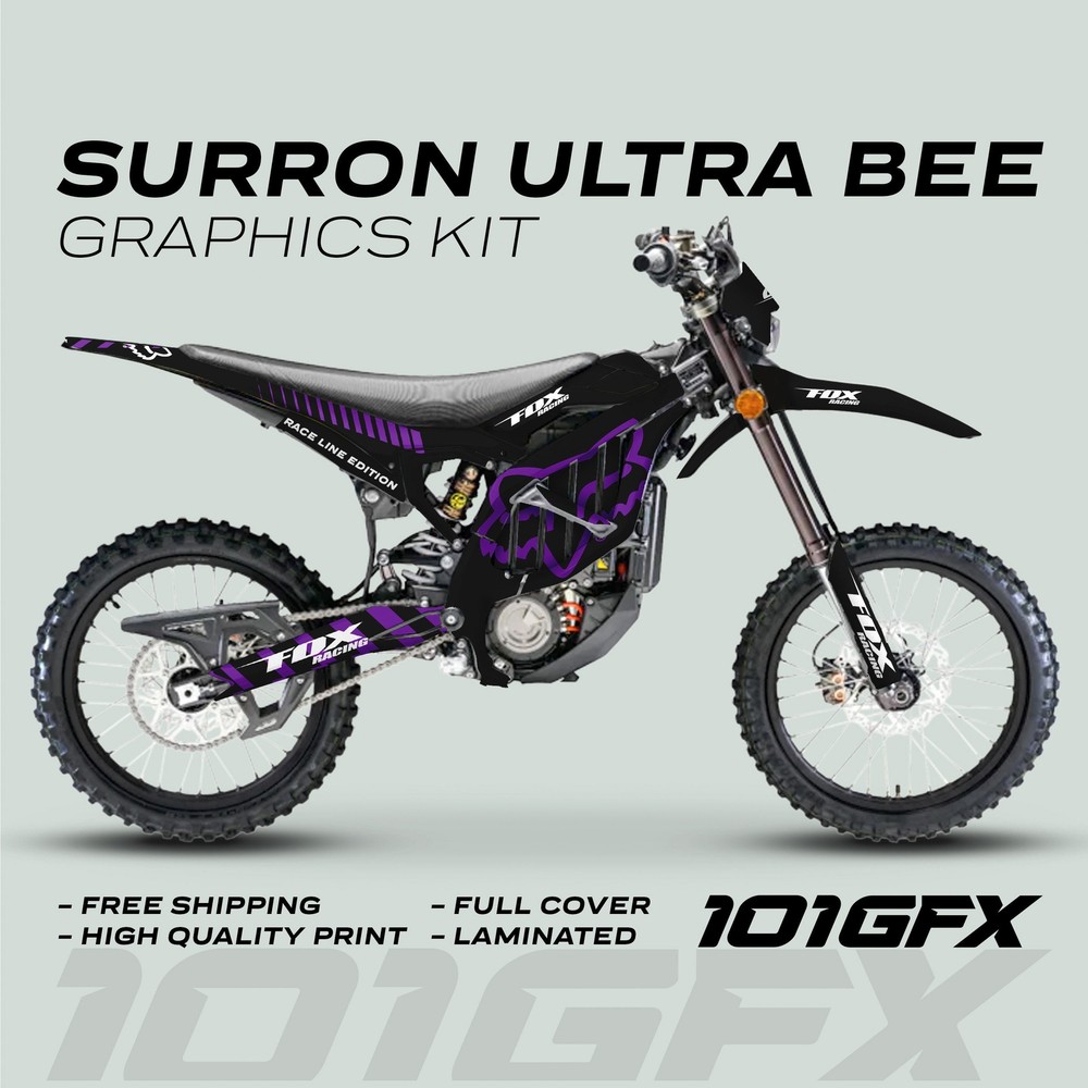 Surron Ultra Bee Graphics Kit FOX RACE LINE Black Purple Decals Stickers