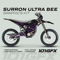 Surron Ultra Bee Graphics Kit FOX RACE LINE Black Purple Decals Stickers