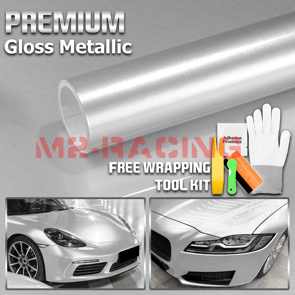 Premium Silver High Gloss Metallic Glossy Sticker Decal Vinyl Wrap Air Release
