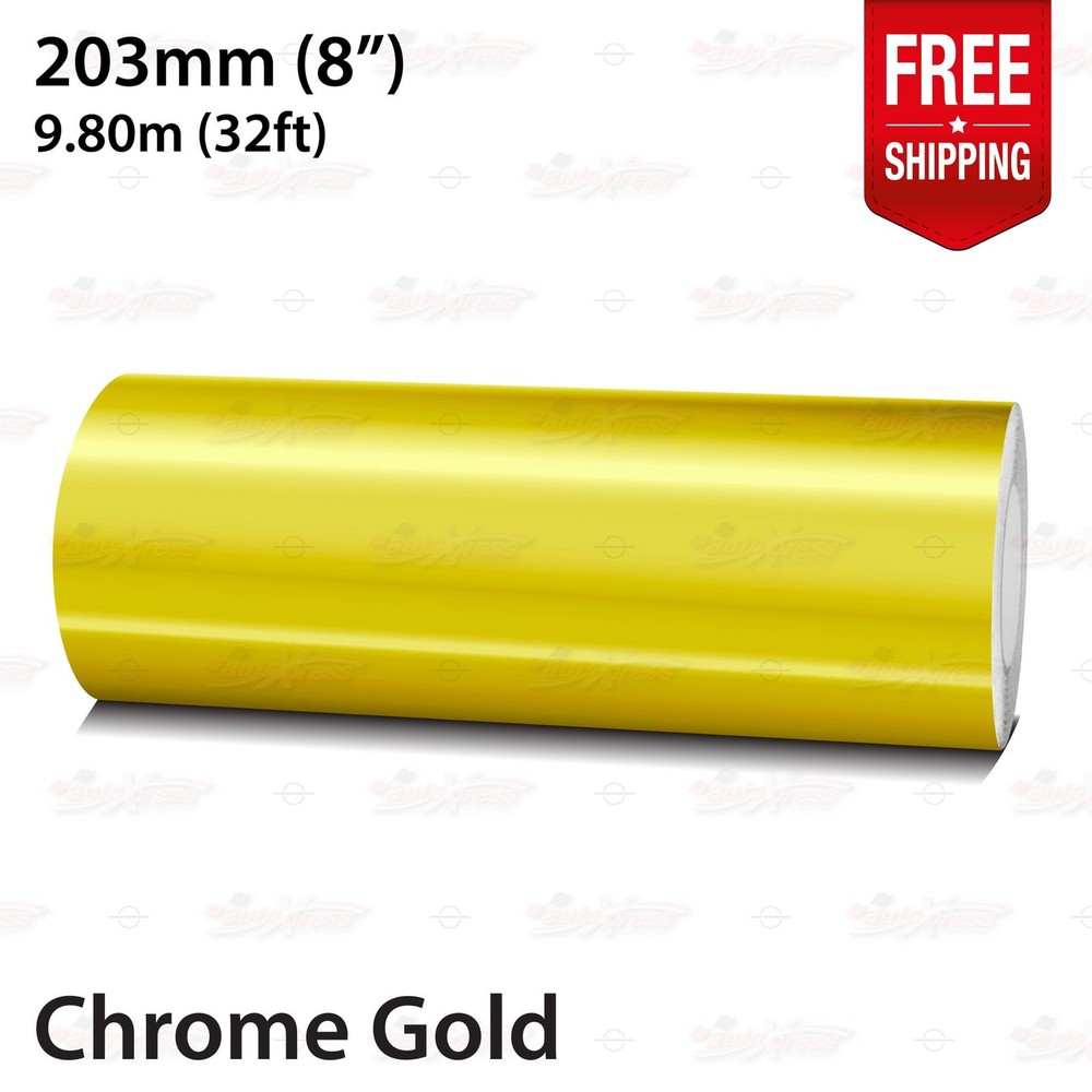 CHROME GOLD 8″ 203mm Roll PIN STRIPE Car Striping Line TAPE Decal Vinyl Sticker