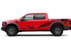 Fit For Ford Raptor F-150 Graphics Mountain Sticker Distorted Stripe Trunk Decal