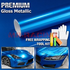Premium Sky Blue High Gloss Metallic Glossy Sticker Decal Vinyl Wrap Air Free