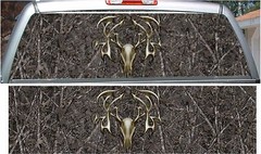 Woodland ghost tribal buck head hunting rear window view thru graphic decal wrap