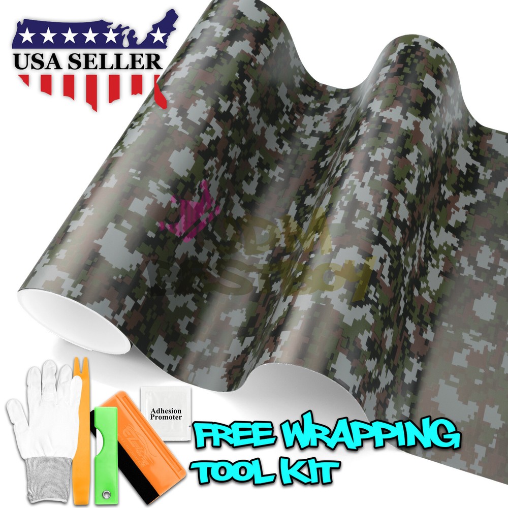 Camouflage Digital Army Green Military Matte Vinyl Sticker Wrap Decal Sheet Film