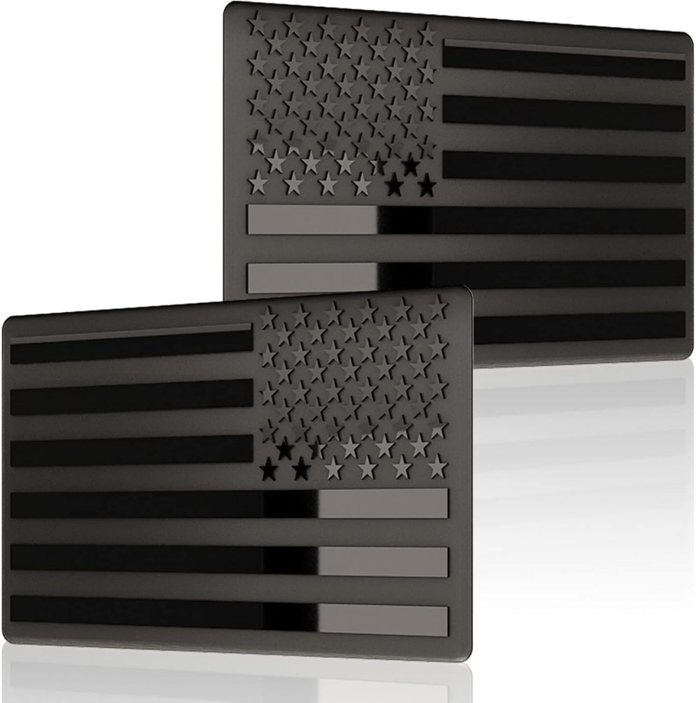 Patriotic 3D American Flag Emblems – 5″ x 3″ Black Decals for Cars & Trucks