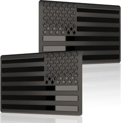 Patriotic 3D American Flag Emblems – 5″ x 3″ Black Decals for Cars & Trucks