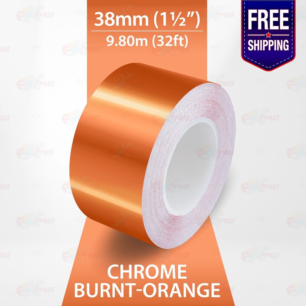 CHROME BURNT-ORANGE 1-1/2″ STRIPE Car Model Motorcycle TAPE Vinyl Sticker 38mm