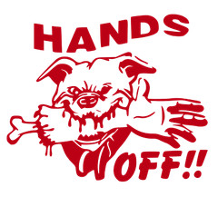 HANDS OFF! Dog will Eat Your Hand Toolbox Vinyl Decal UR Color Choice Sticker