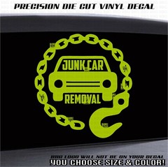 JUNK CAR REMOVAL Tow Truck Vinyl Decal Sticker Driver Business Owner ADVERTISING