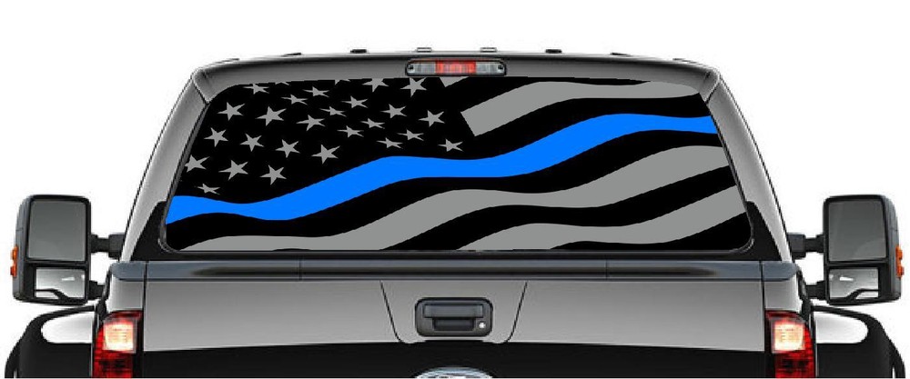 POLICE STRIPE PICK-UP TRUCK BACK WINDOW GRAPHIC DECAL PERFORATED VINYL