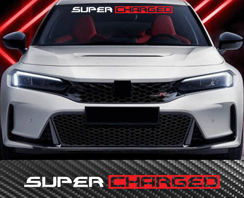SUPERCHARGED Windshield Banner Decal Sticker Graphic 2 Color Sticker Car Truck D