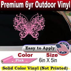 Swirl Butterfly Car or Truck Window Laptop Decal Sticker Pink 6X5