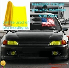 Fit For Headlight Taillamp Transparent Yellow Lens Vinyl Protection Film 12″x78″