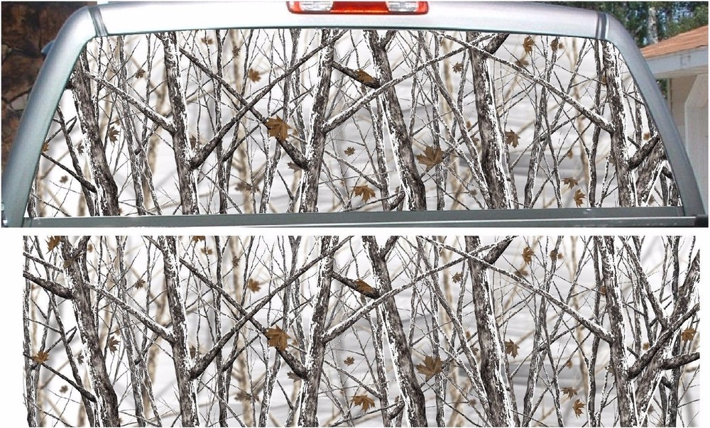Snowstorm camouflage hunting rear window view thru graphic decal wrap