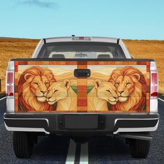 Lion Couple King & Queen Of The Jungle Anniversary Wedding Tailgate Wrap Decal