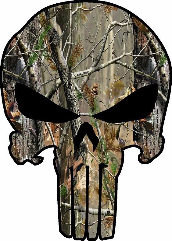 Punisher Hunting Camo Outdoor Skull Vinyl Decal Sticker Vehicle Window Logo Gun