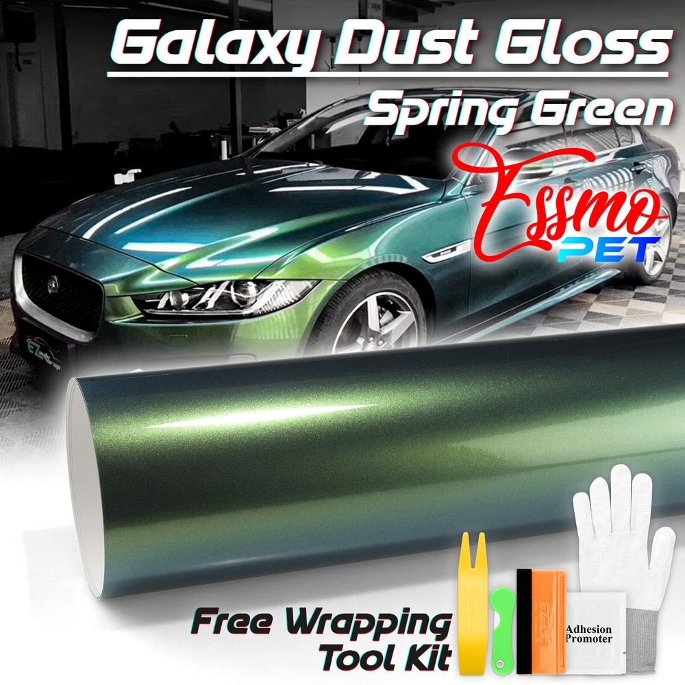 ESSMO PET Galaxy Dust Gloss Spring Green Car Vehicle Vinyl Wrap Decal Sticker