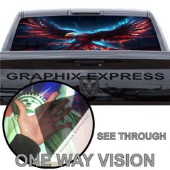 Truck Back Window Graphics American Flag Eagle (P549) See Through Rear Decal