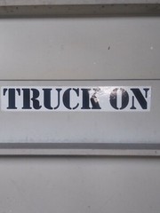 TRUCK ON decal black with white background