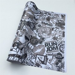 【Sticker Bomb 】Black White Vinyl Wrap Sticker Decals Film Graffiti Cartoon Sheet