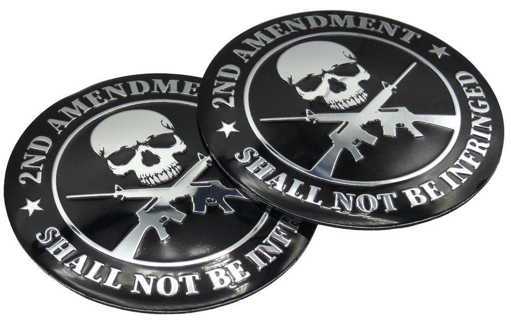 2x Metal 2nd Amendment Decal Sticker Emblem Badge Auto Car Truck Dome 2.20″