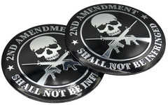 2x Metal 2nd Amendment Decal Sticker Emblem Badge Auto Car Truck Dome 2.20″