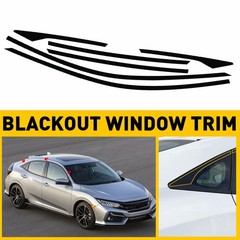 1-10Set Left Right Vinyl Overlay for Honda Civic 2016-21 Window Trim Gloss Black