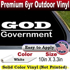 God Over Government God First Car or Truck Window Decal Sticker White 10X3.3