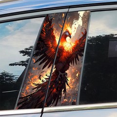 2PCS Beautiful Phoenix Car B Pillar Animals Decor Scratches Doors Vinyl Decals