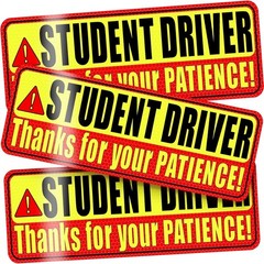 High Visibility Student Driver Car Magnets – Please Be Patient Message Pack